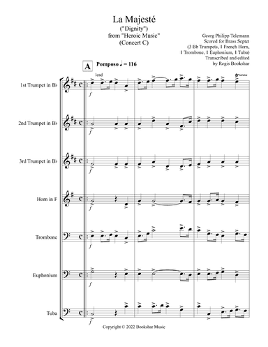 La Majeste (from "Heroic Music") (C) (Brass Septet - 3 Trp, 1 Hrn, 1 Trb, 1 Euph, 1 Tuba) (arr. Regis Bookshar)