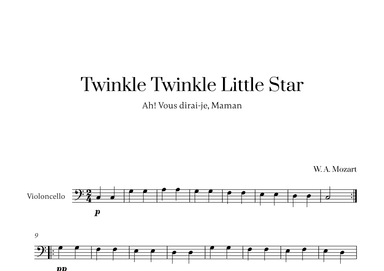 W. A. Mozart - Twinkle Twinkle Little Star for Cello Solo (arr. Cadenza Editions)