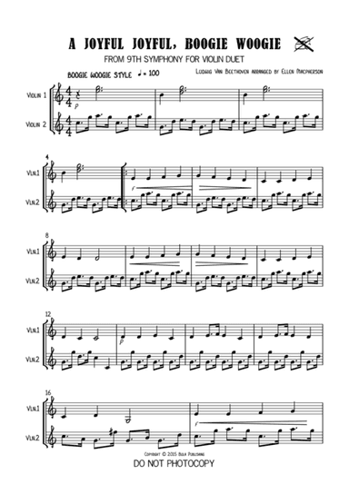 A Joyful Joyful Boogie Woogie for Violin Duet (arr. Ellen Macpherson)