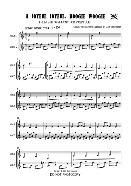 A Joyful Joyful Boogie Woogie for Violin Duet (arr. Ellen Macpherson)