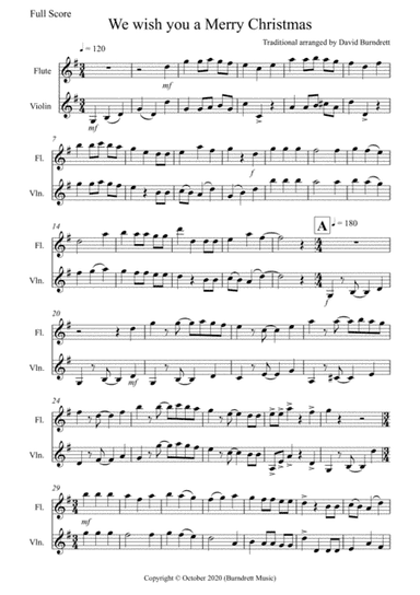 We wish you a Merry Christmas for Flute and Violin Duet (arr. David Burndrett)
