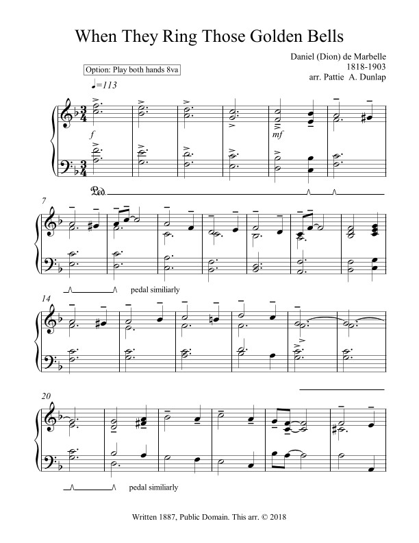 When They Ring Those Golden Bells (arr. Pattie A. Dunlap)
