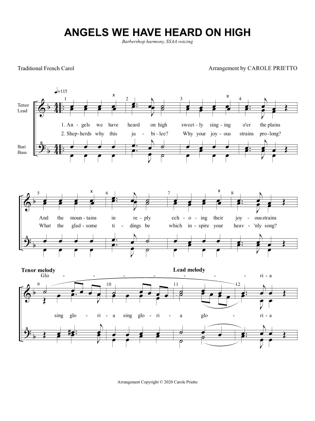 Angels We Have Heard On High (arr. CAROLE PRIETTO)