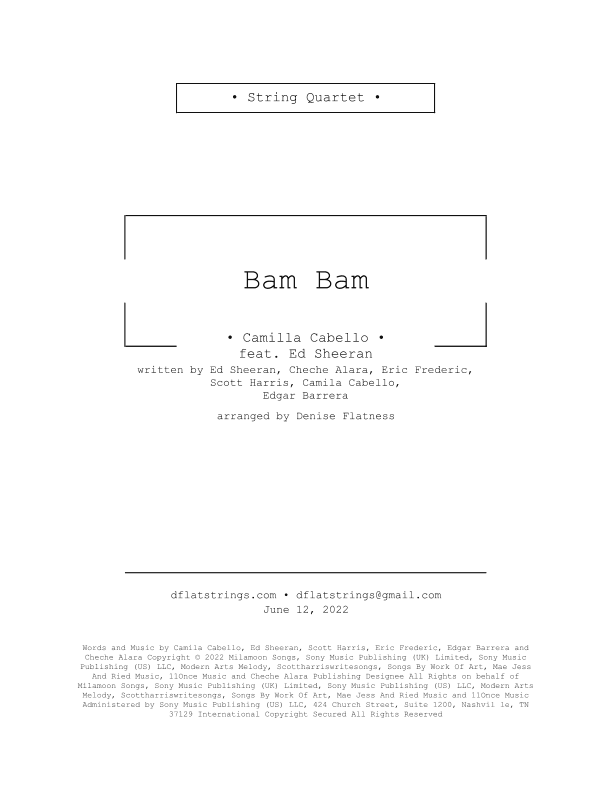 Bam Bam (arr. Denise Flatness)