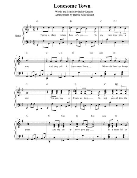Lonesome Town (arr. Bernie Schweickart)