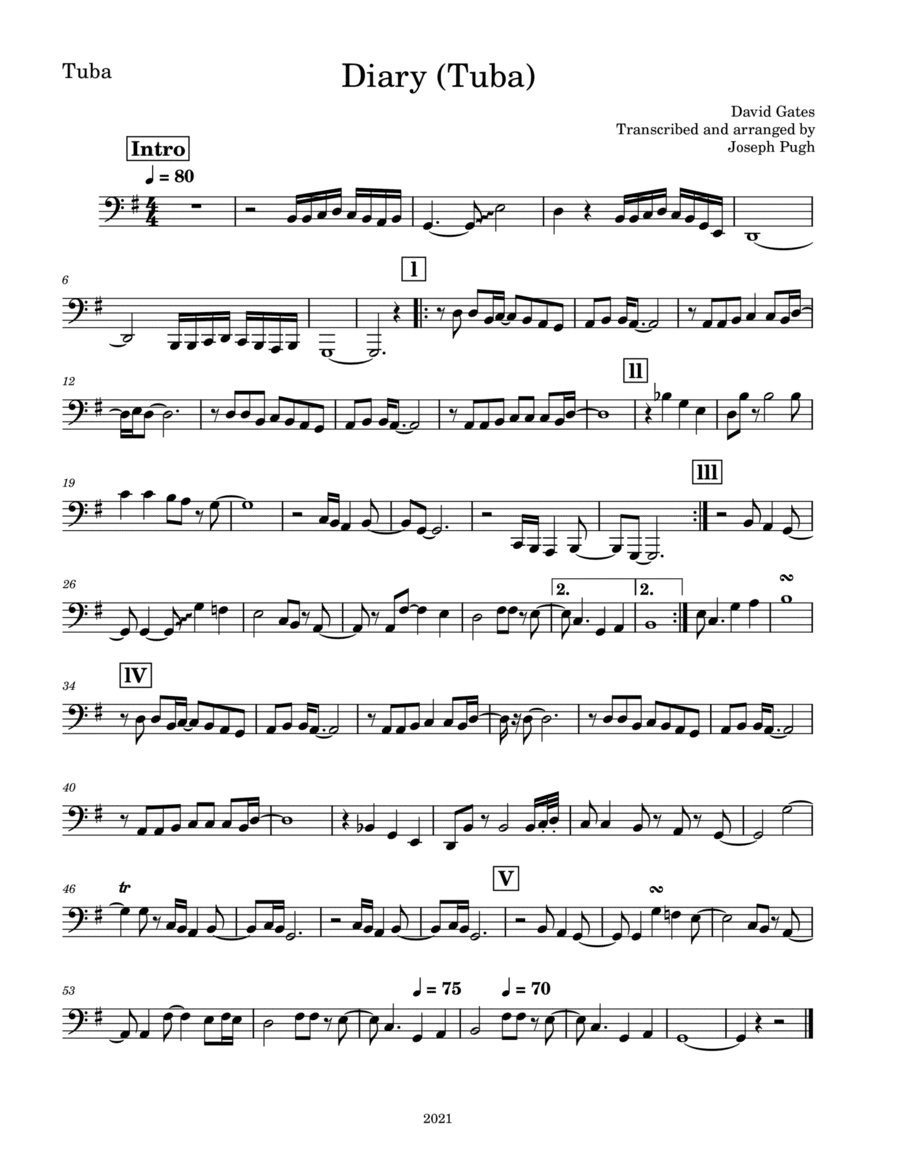 Diary (arr. Joseph Pugh)