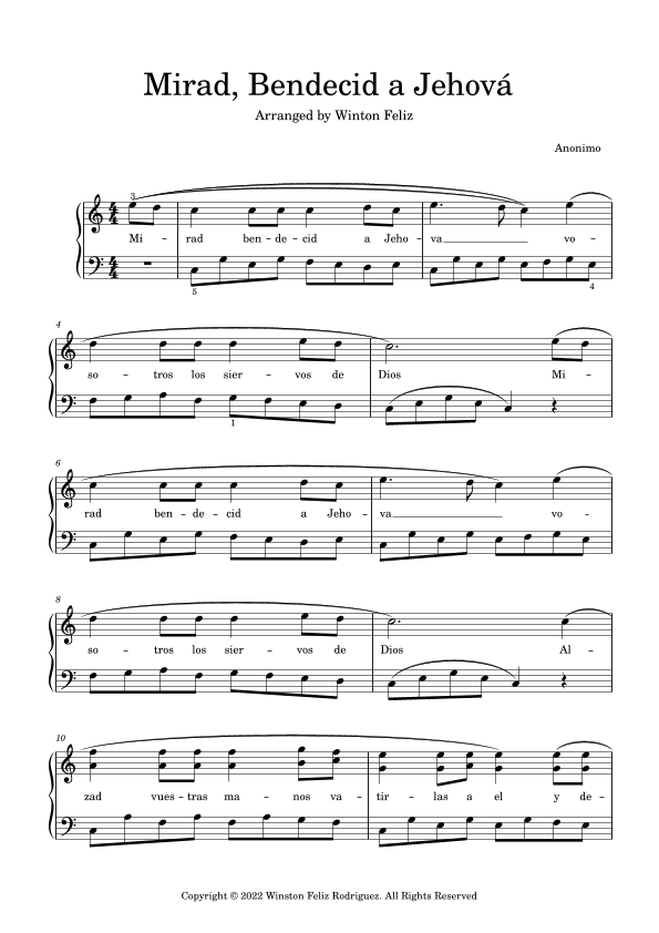 Mirad, bendecid a Jeovah (arr. Winston Feliz Rodriguez)