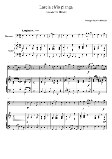 Georg Friedrich Handel - Lascia ch'io pianga (Bassoon Solo) (arr. André Laitano)