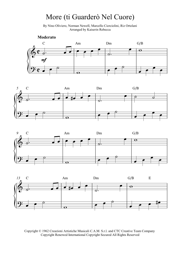 More (ti Guarderò Nel Cuore) (arr. Kaiserin Rebecca)