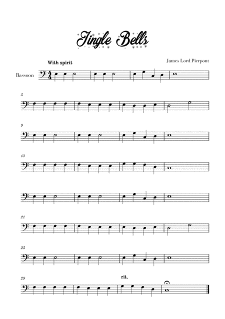 Jingle Bells - Easy/Beginner (for Bassoon) (arr. Cadenza Editions)