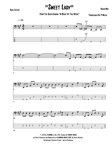 Sweet Lady (arr. Accubass)