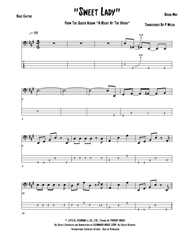 Sweet Lady (arr. Accubass)