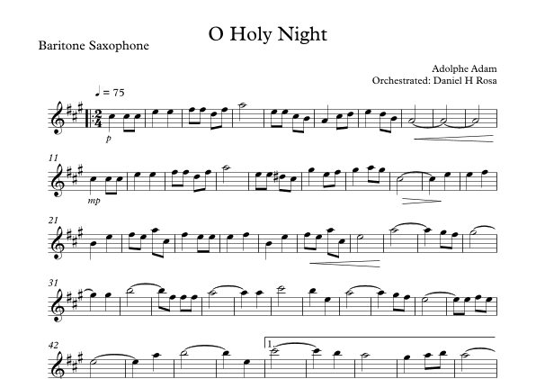 O Holy NIght - Christmas Carol - Baritone Saxophone (arr. Daniel H Rosa)