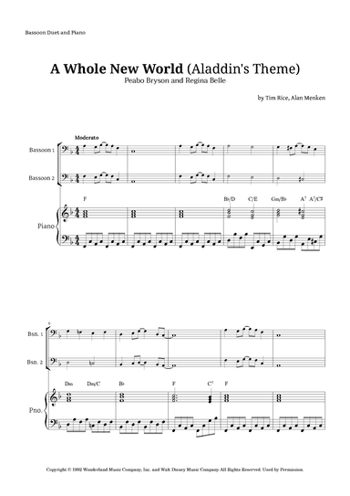 A Whole New World (aladdin's Theme) (arr. Langanho)