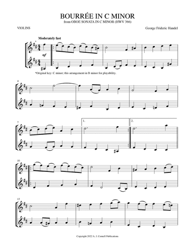 Bourre´e in C Minor (from Oboe Sonata in C Minor) (arr. Mark Phillips)
