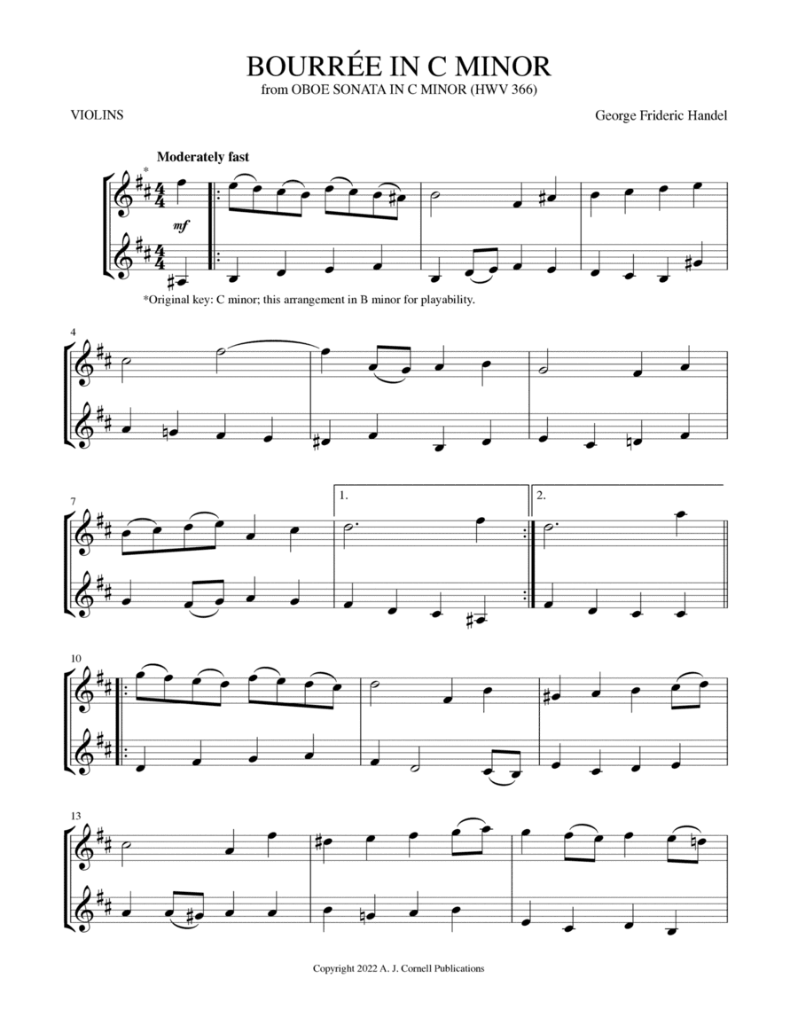 Bourre´e in C Minor (from Oboe Sonata in C Minor) (arr. Mark Phillips)