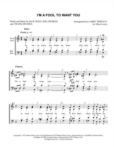 I'm A Fool To Want You (arr. Larry Triplett)
