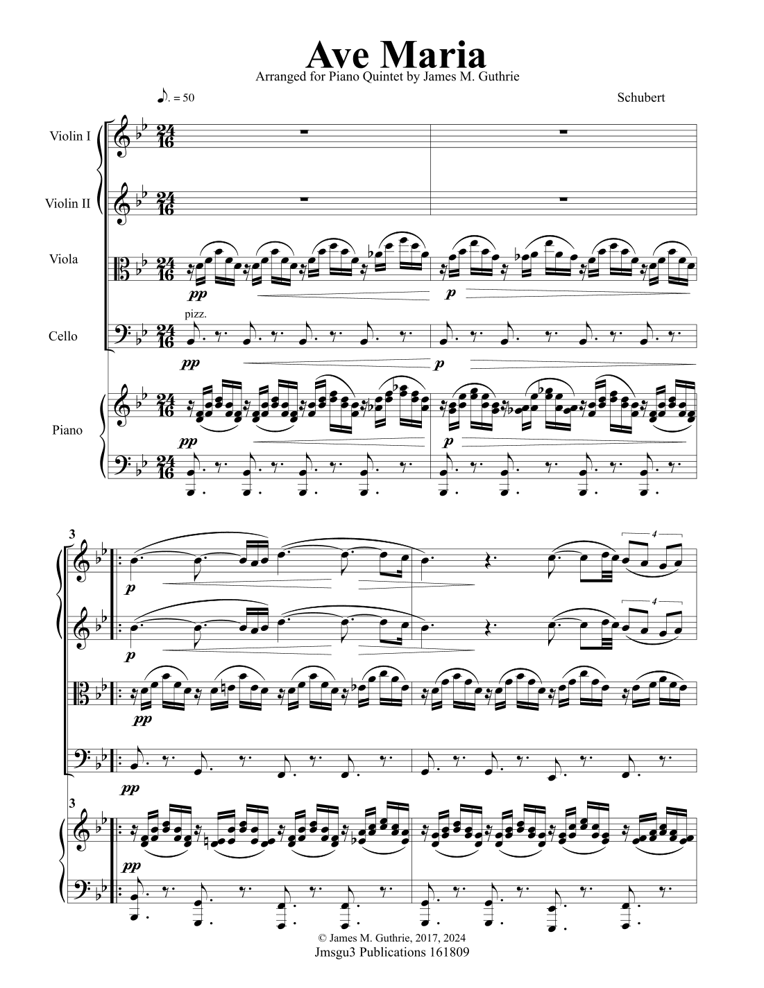 Schubert: Ave Maria for Piano Quintet (arr. James M. Guthrie)