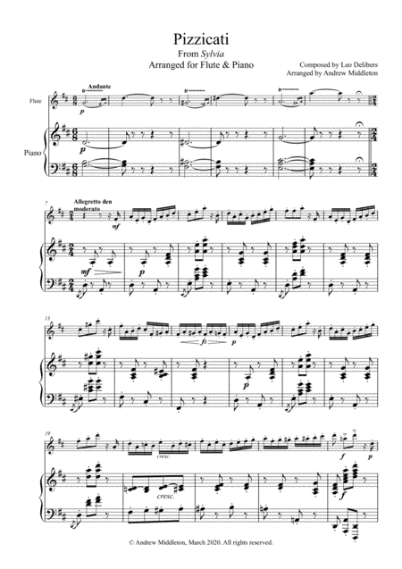 Pizzicati from Slyvia arranged for Flute & Piano (arr. Andrew Middleton)