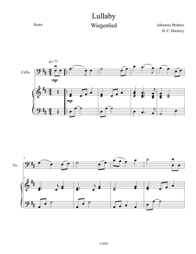 Brahms's Lullaby (Cello Solo with Piano Accompaniment) (arr. B. C. Dockery)