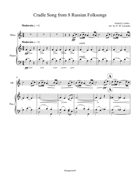 Cradle Song from 8 Russian Folksongs (arr. Nick Lacanski)