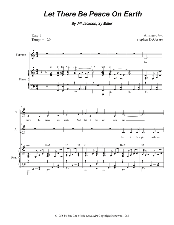 Let There Be Peace On Earth (arr. Stephen DeCesare)