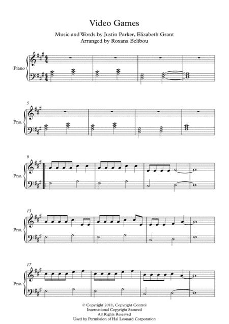 Video Games (arr. Roxana Belibou)
