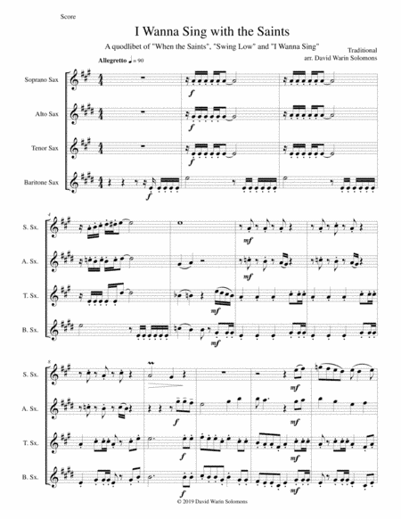 I wanna sing with the saints for saxophone quartet (arr. David Warin Solomons)