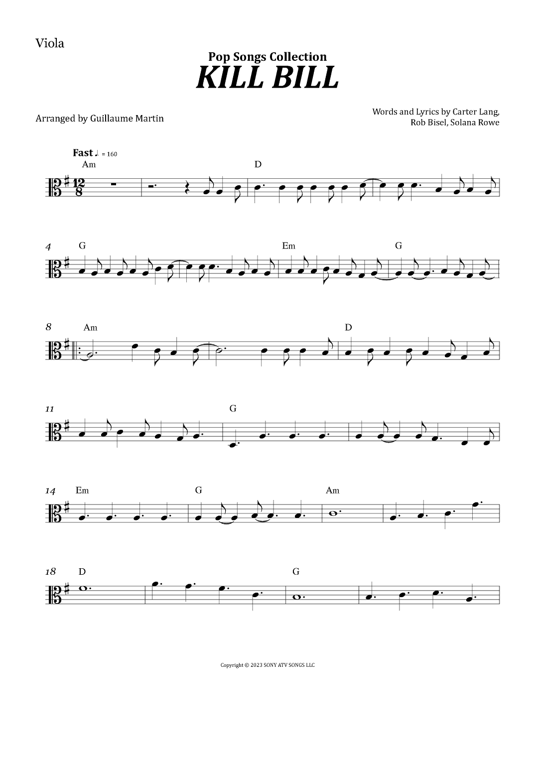 Kill Bill (arr. Guillaume Martin)