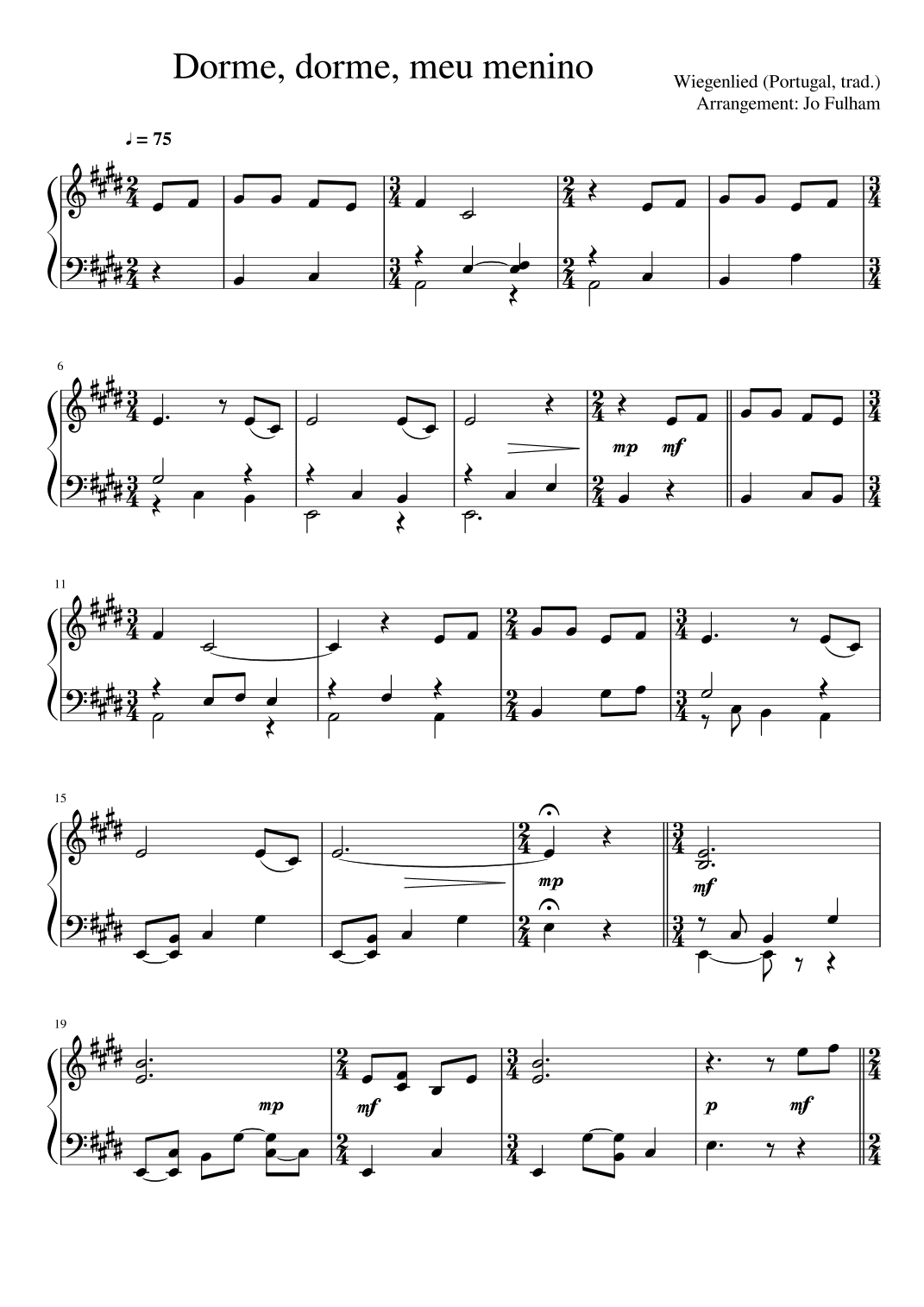 Dorme, dorme, meu menino (arr. Jo Fulham)