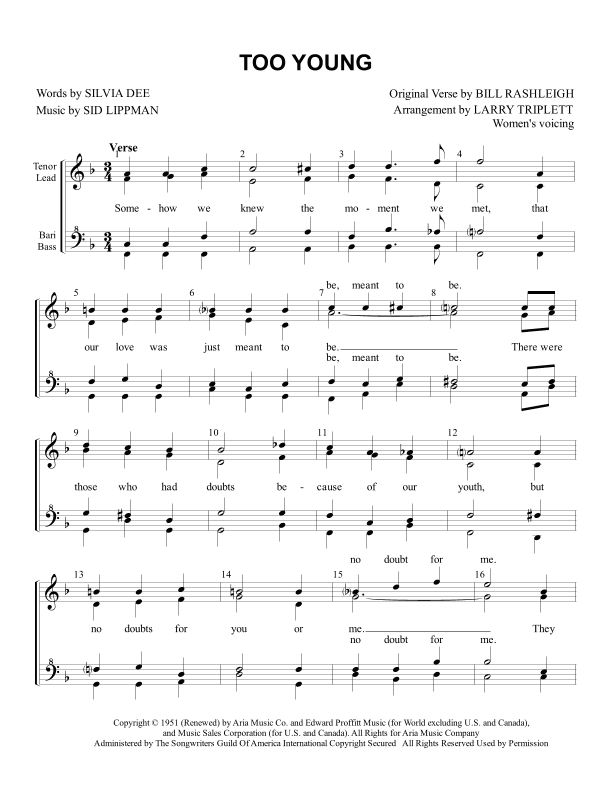 Too Young (arr. Larry Triplett)