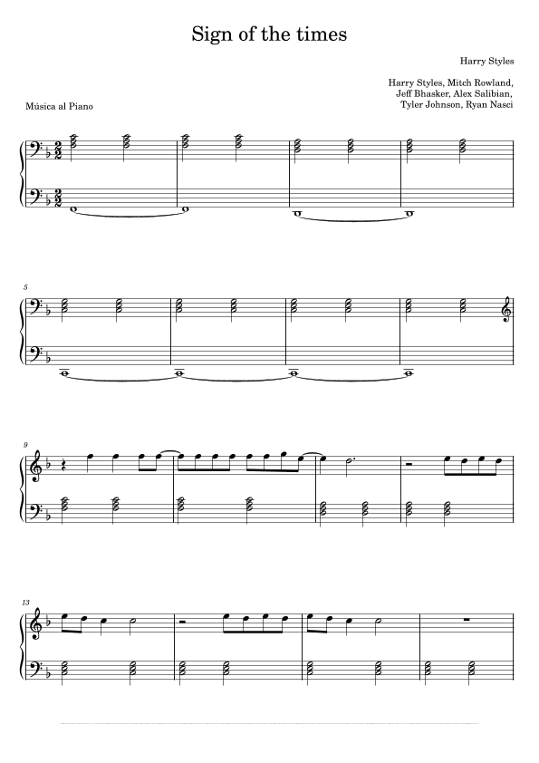Sign Of The Times (arr. Música al Piano)