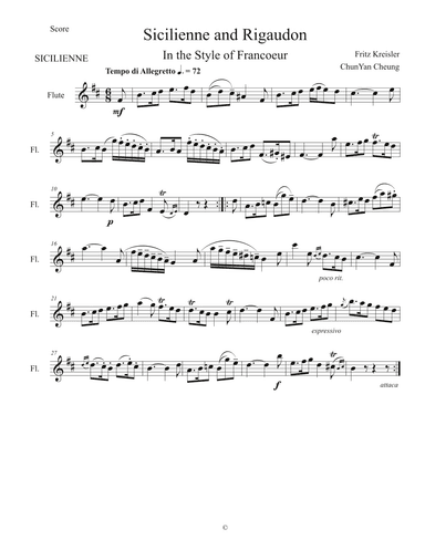 Sicilienne and Rigaudon (arr. ChunYan Cheung)