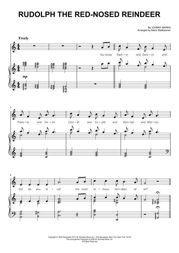Rudolph The Red-nosed Reindeer (arr. Mario Stallbaumer)