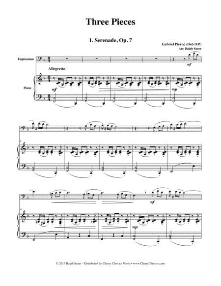Three Pieces for Euphonium and Piano (arr. Ralph Sauer)