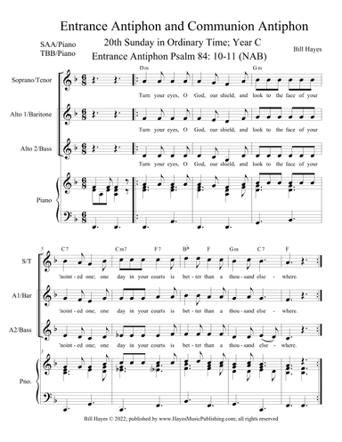 Antiphons for the 20th Sunday in Ordinary Time, Year C