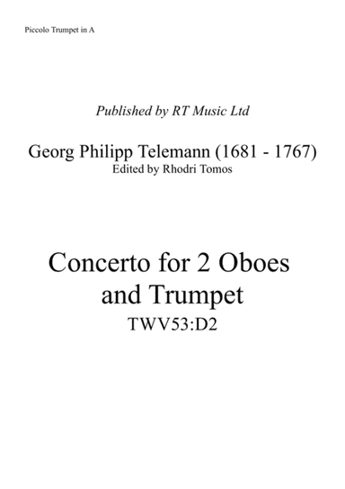 Telemann TWV53:D2 Concerto in D major for 2 Oboe and Trumpet (arr. Rhodri Tomos)