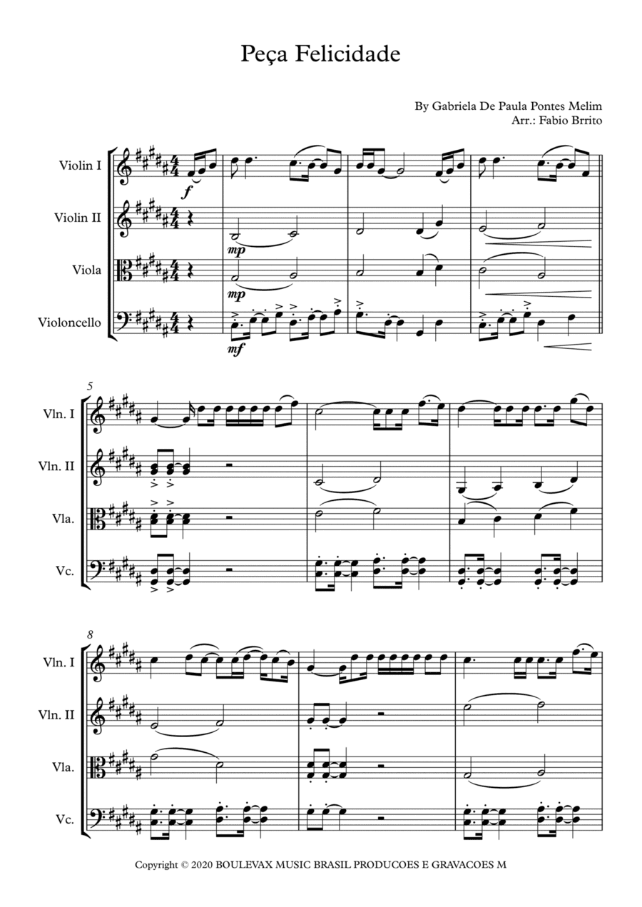 Peca Felicidade (arr. Fabio Britto)