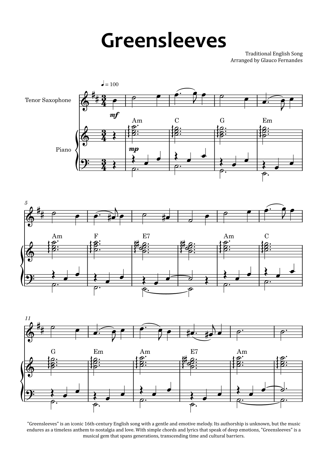 Greensleeves (arr. Glauco Fernandes)
