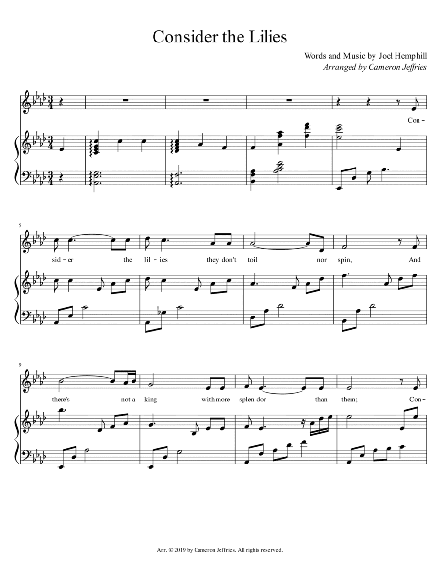 Consider The Lilies (arr. Cameron Jeffries)