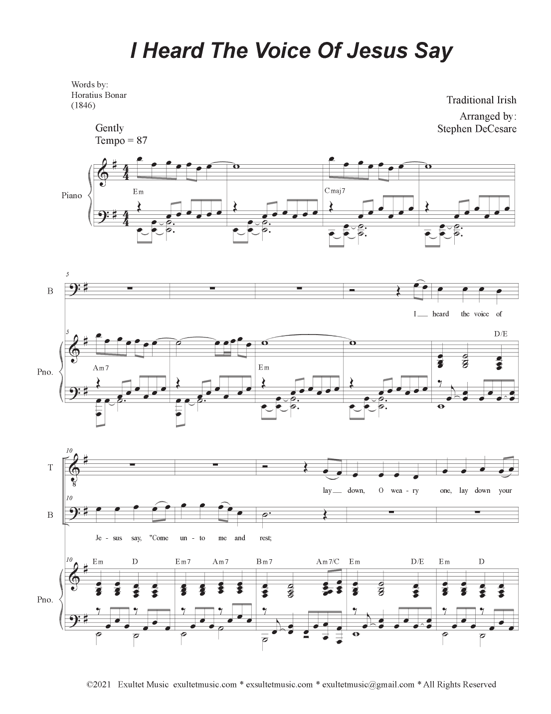 I Heard The Voice Of Jesus Say (2-part choir - (TB) (arr. Stephen DeCesare)