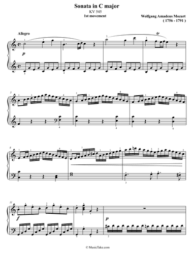 Mozart sonata in C Major K 545 1st movement (arr. Ben Choupak)