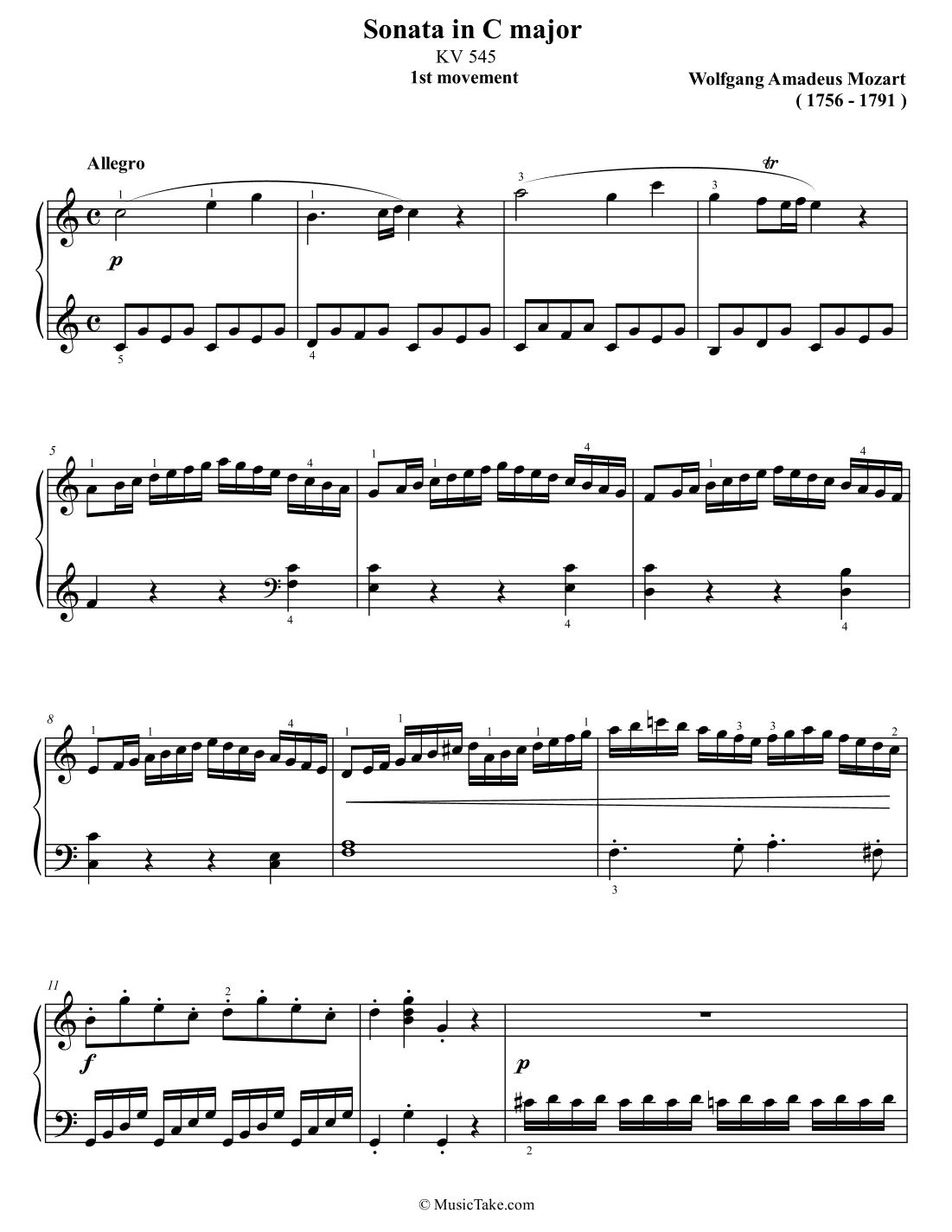 Mozart sonata in C Major K 545 1st movement (arr. Ben Choupak)