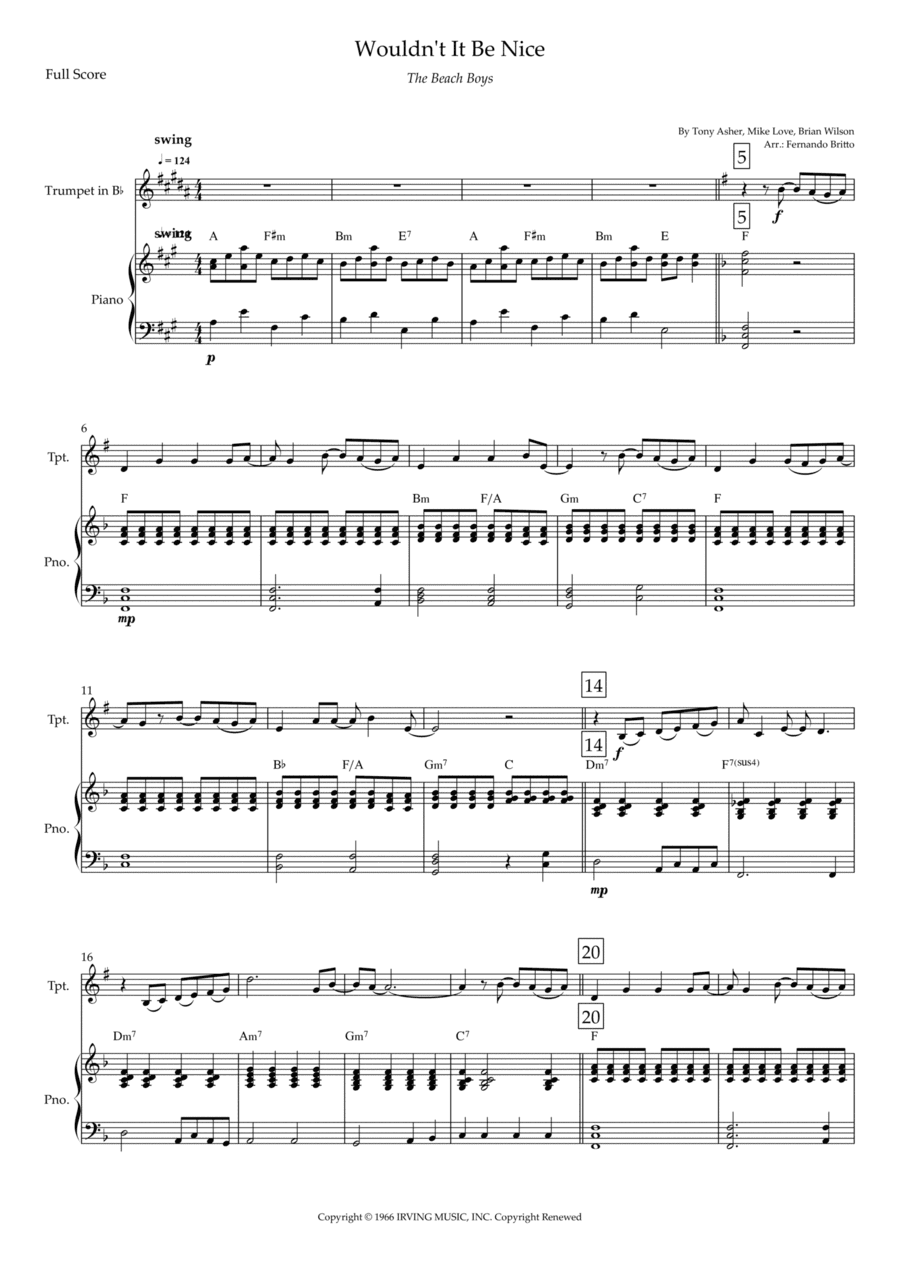 Wouldn't It Be Nice (arr. Fernando Britto)