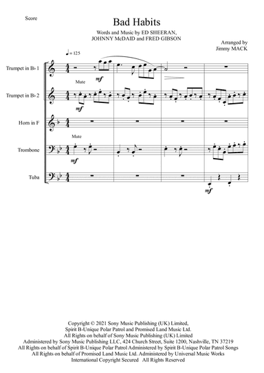 Bad Habits (arr. Jimmy Mack)