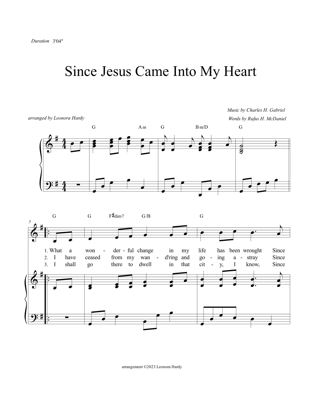 Since Jesus Came Into My Heart (What a Wonderful Change In My Life) (arr. Leonora Hardy)