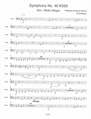 Mozart Symphony No. 40 in G minor, Movement 1 Tuba only (arr. Jill DeWeese)