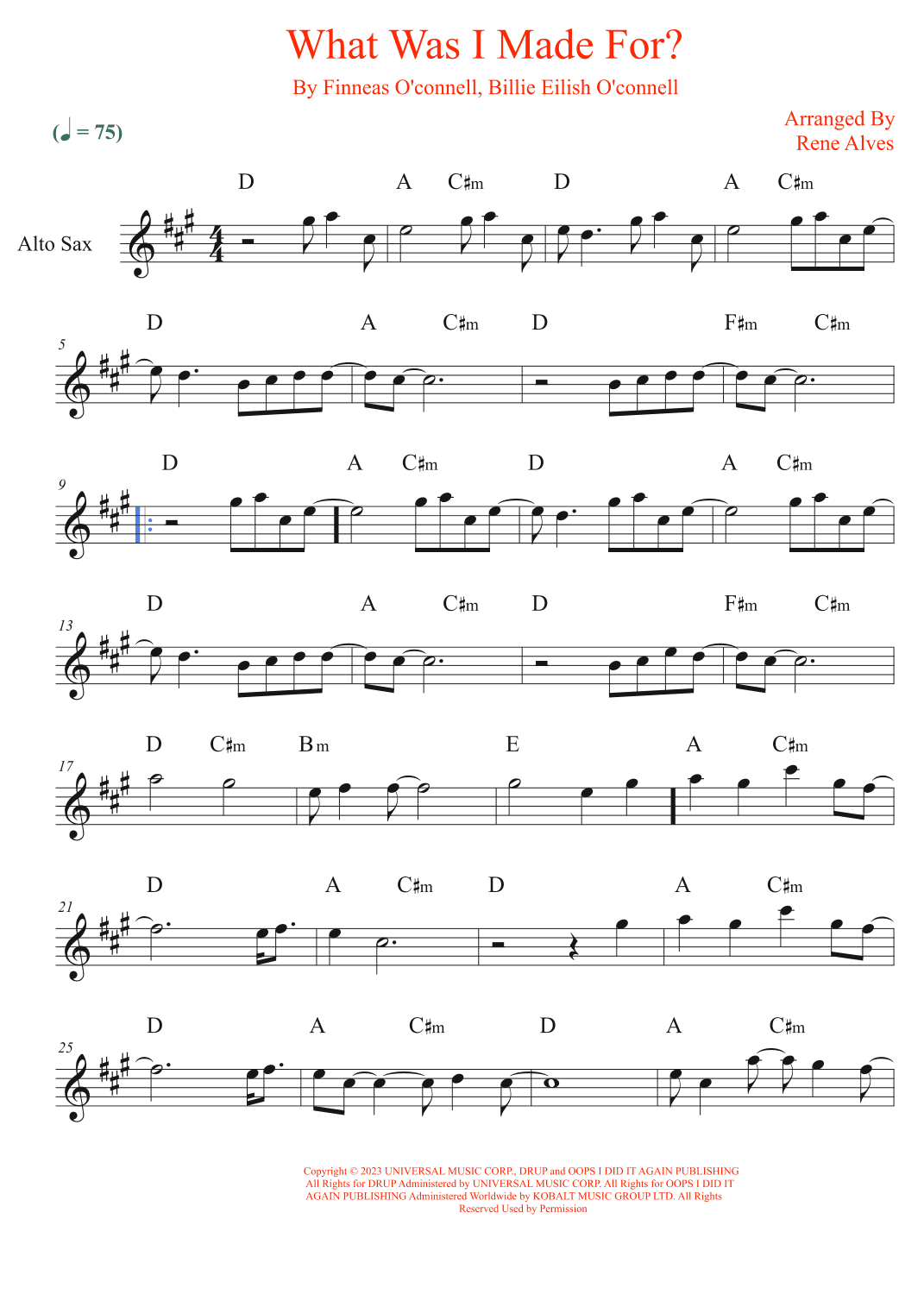 What Was I Made For? (arr. Rene Alves)