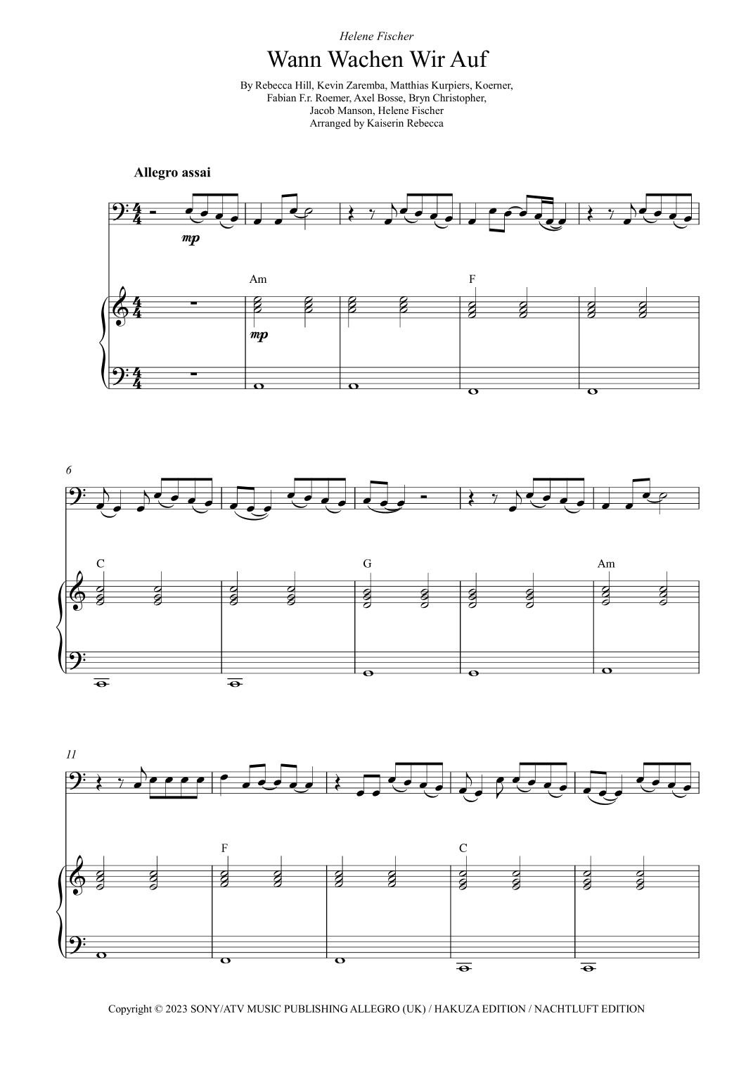 Wann Wachen Wir Auf (arr. Kaiserin Rebecca)