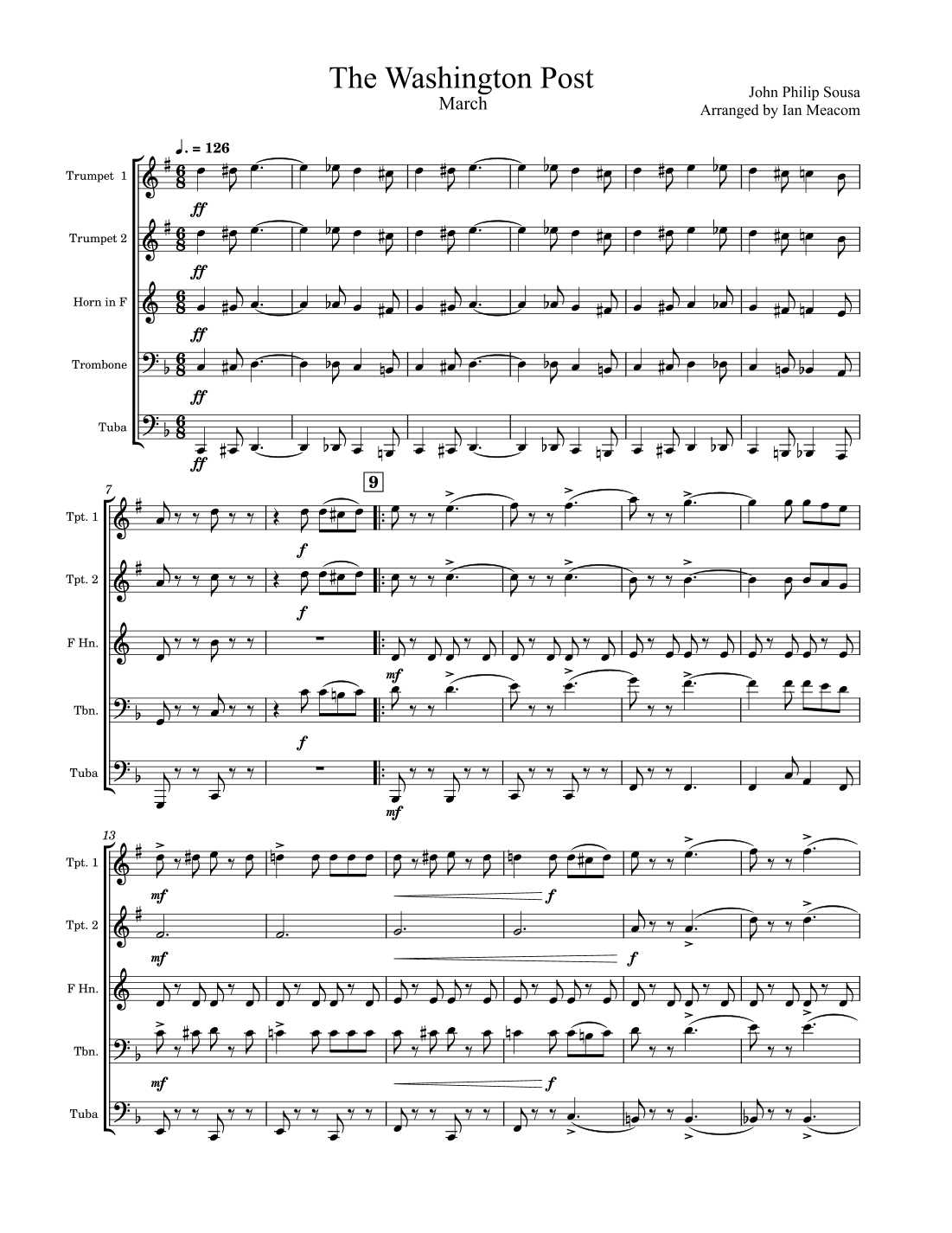 The Washington Post March for Brass Quintet (arr. Ian Meacom)